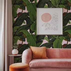 Carta da Parati Carta da Parati Foglie di Banano Rosa 15€/mq | Spedizione Gratuita | Carta Da Parati Camera Da Letto | Carta Da Parati Bagno | Carta