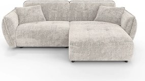 Divano angolare beige (con penisola a destra/con chaise lounge) con rivestimento in ciniglia Nelia – Ropez