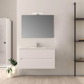 Mobile bagno cannettato bianco opaco 100 cm Riga