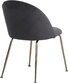Sedia poltroncina in velluto Grigio Scuro con gambe in metallo Oro - PARIS 2 sedie