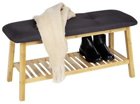 Scarpiera in bambù nero/naturale con panca Ecori - Wenko