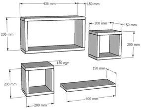 SET 4x Mensola BABI bianca