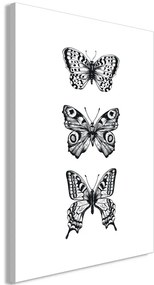 Quadro Three Butterflies (1 Part) Vertical  Colore bianco e nero, Dimensioni e Misure 40x60