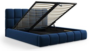 Letto matrimoniale imbottito in blu scuro in velluto con contenitore con rete inclusa 180x200 cm Bellis – Micadoni