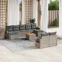 Set Divano da Giardino 10 pz con Cuscini Grigio in Polyrattan 3257110