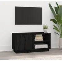 Mobile Porta TV Nera 80x35x40,5 cm in Legno Massello di Pino cod mxl 26285