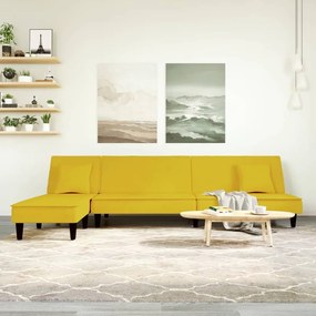 Divano Letto A L Giallo 255x140x70 Cm İn Velluto /