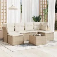 Set Divani da Giardino 7 pz con Cuscini Beige in Polyrattan 3249857