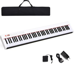 Costway Pianoforte digitale 88 tasti con funzione Bluetooth,Tastiera elettronica portatile con 88 tasti Bianco
