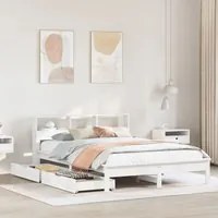 Letto Libreria senza Materasso Bianco 135x190 cm Legno di Pino 3309825