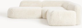 Divano angolare componibile 4 posti con chaise longue in teddy Wolke
