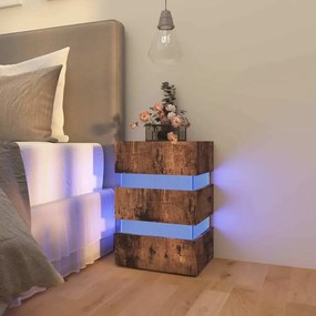 Comodino Con Led Rovere Fumo 45x35x67 Cm İn Legno Multistrato /