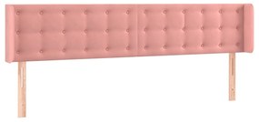 Testiera ad orecchio rosa 203x16x78/88 cm in velluto