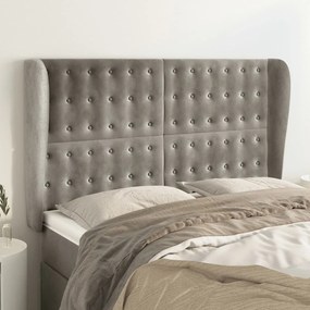 Testiera Ad Orecchio Grigio Chiaro 147x23x118/128 Cm İn Velluto /