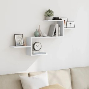 Scaffale A Parete Bianco 104x15x49 Cm İn Legno Multistrato /