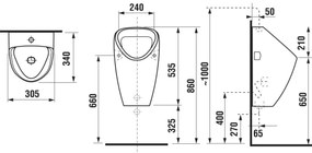 JIKA H8430610000001 - Urinale GOLEM, alimentazione interna, scarico posteriore, ceramica/bianco