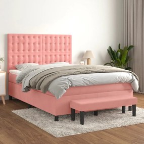 Giroletto A Molle Con Materasso Rosa 140x200 Cm İn Velluto /