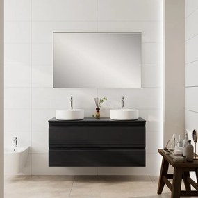 Mobile Pull L120 H55 P45 grafite opaco laccato 2 cassetti a chiusura ammortizzata e top per lavabo in appoggio, piedini non inclusi