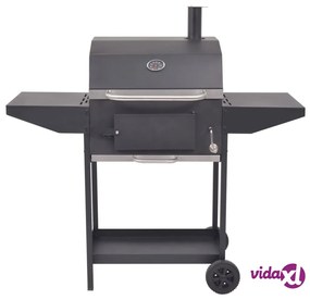 vidaXL Barbecue a Carbonella con Ripiano Inferiore Nero