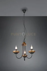 Lampadario livia 3 luci d.47 metallo nero e oro anticato 101700332