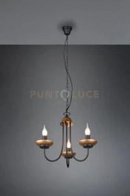 Lampadario livia 3 luci d.47 metallo nero e oro anticato 101700332