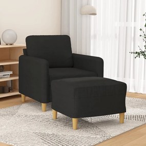Poltrona Con Poggiapiedi Nero 60 Cm İn Tessuto /