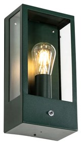 Lampada da parete per esterni verde scuro con sensore crepuscolare IP44 - Rotterdam