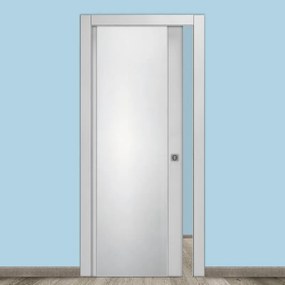 Porta interna scorrevole Kent Vetrata in vetro colore bianco, L 70 x H 210 cm, apertura reversibile