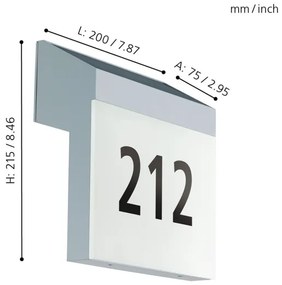 Eglo 97339 - Numero civico solare LUNANO LED/2W/3,7V 2000 mAh IP44