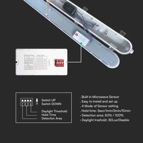 Apparecchio LED tecnico tipo fluorescente con sensore di movimento LED/48W/230V IP65 6500K 150 cm