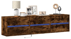 Mobile Tv A Parete Con Led Rovere Fumo 180x31x45 Cm /