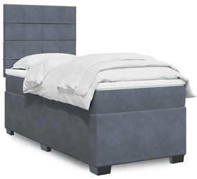 Giroletto A Molle Con Materasso Grigio Scuro 80x200 Cm Velluto /