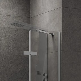 Cabina doccia 80x100 in acciaio spazzolato a porte battenti | KT1000AS - KAMALU