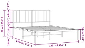 Giroletto con Testiera Metallo Bianco 135x190 cm