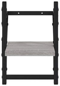 Mensole a parete con aste 2pz grigio sonoma 20x25x30 cm