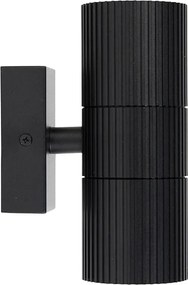 Lampada da parete industriale da esterno nera a 2 luci IP44 - Vigo