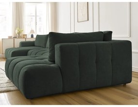 Divano angolare verde allungabile e con contenitore (penisola a destra/a U) con rivestimento in ciniglia Fuji – Bobochic Paris