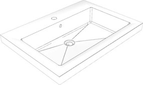 Lavabo da appoggio rettangolare in resina L 71 x H 5 x P 51 cm bianco