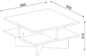 Tavolino HAMTON 31,2x60 cm marrone/bianco
