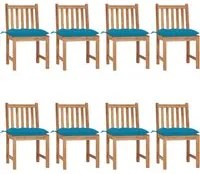 Sedie da Giardino con Cuscini 8 pz in Legno Massello di Teak 3073161