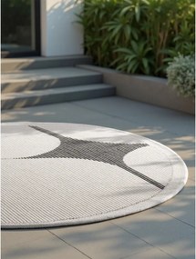 Tappeto da interno/esterno rotondo bianco e nero ø 160 cm Duet Bowen – NORTHRUGS