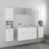 Set Mobili da Bagno Bianco Lucido in Truciolato