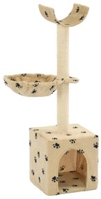Albero Per Gatti Tiragraffi Sisal 105 Cm Zampe Stampate Beige /
