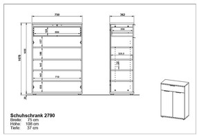 Scarpiera in rovere con cassetti Fremont - Germania