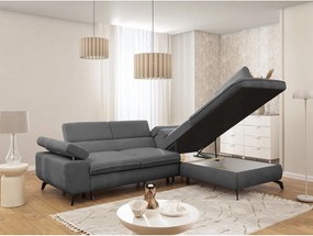 Divano angolare grigio (con penisola a destra/a L) con rivestimento in ciniglia Marbeya – Ropez