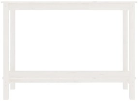 Tavolo consolle bianco 110x40x80 cm in legno massello di pino