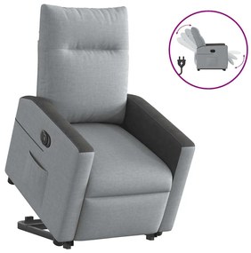 Poltrona Reclinante Alzapersona Elettrica Grigio Chiaro Tessuto /