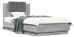 Giroletto Con Testiera E Led Grigio Sonoma 90x190 Cm /