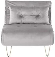 Divano letto piccolo velluto grigio 1 posto letto pieghevole senza braccioli con cuscino gambe in metallo dorato glamour