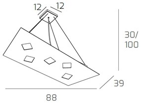 Sospensione Moderna Note Metallo Sabbia 5 Luci Gx53